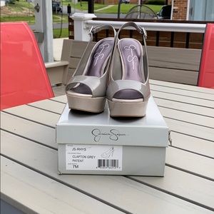 Clapton Grey Patent Heels